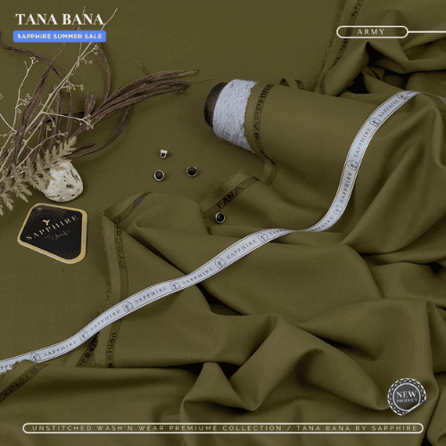 SAPPHIRE (Army) Unstitched Wash & Wear ( TANA BANA )