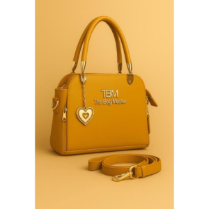 TBM High-Quality Synthetic Leather Handbag with Long Belt & Metal Zip