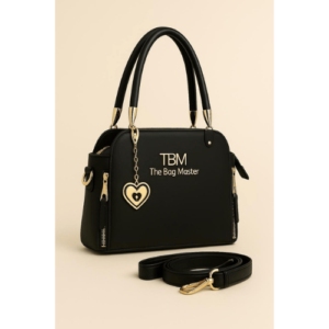 TBM High-Quality Synthetic Leather Handbag with Long Belt & Metal Zip