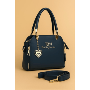 TBM High Quality Synthetic Leather Handbag with Long Belt & Metal Zip